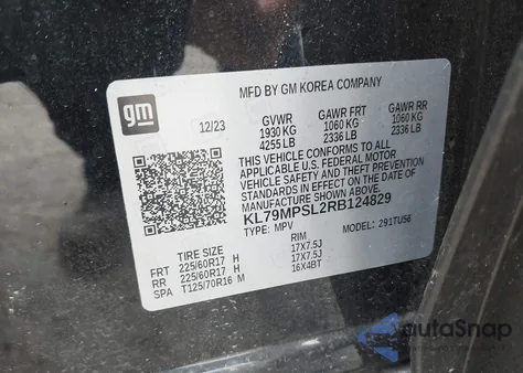 2024 Chevrolet Trailblazer Fwd Lt z USA, uszkodzony, nr VIN KL79MPSL2RB124829